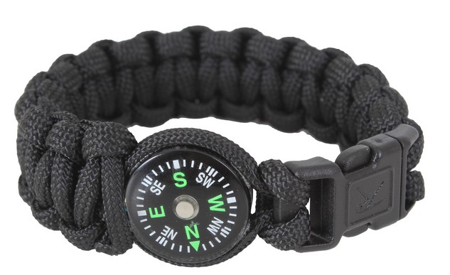 Paracord  náramky Náramek SURVIVAL PARACORD ČERNÝ s kompasem