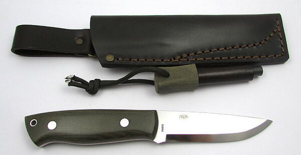 EnZo Trapper 95 Elmax Sc Knife/Green Canvas Micarta Firesteel