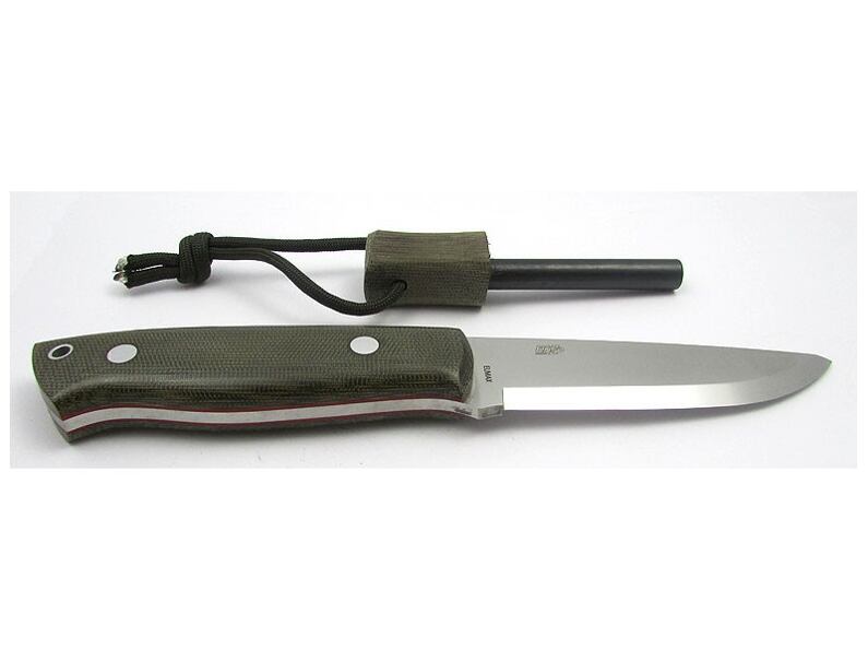 EnZo Trapper 95 Elmax Sc Knife/Green Canvas Micarta Firesteel