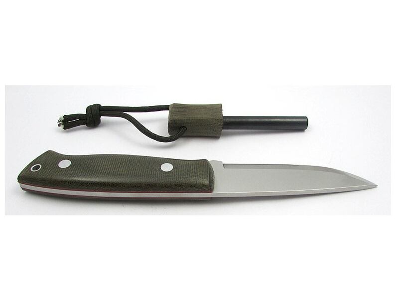 EnZo Trapper 95 Elmax Sc Knife/Green Canvas Micarta Firesteel